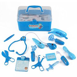 Medical Box Blue Doctor Nurse Medical Kit Playset for Kids – Pretend Play Tools Toy Set