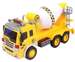 Memtes® Friction Powered Cement Mixer Truck Toy with Lights and Sound for Kids