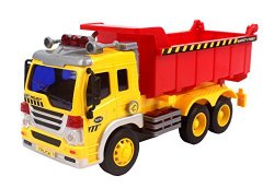Memtes® Friction Powered Dump Truck Toy with Lights and Sound for Kids