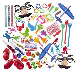 Party Favor Toy Assortment Pack of 100 Pc, Includes a Wide Range of Mid-size and Small Toys, Small Prizes, for Party Favor Bags, School Classrooms, and Carnivals, (Exclusively Sold By: Smart Novelty)