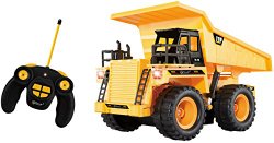 Top Race® 5 Channel Fully Functional RC Dump Truck, Battery Powered Remote Control Heavy Duty Yellow Construction Dump Truck With Lights And Sound (TR-112)