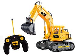 Top Race® 7 Channel Full Functional RC Excavator, Battery Powered Electric RC Remote Control Construction Tractor With Lights & Sound (TR-111)