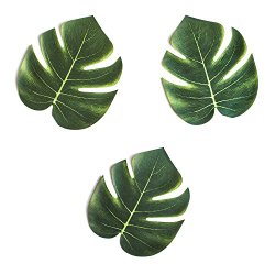 Tropical Imitation Plant Leaves 8″ Hawaiian Luau Party Jungle Beach Theme Decorations for Birthdays, Prom, Events (12 Pack) by Super Z Outlet®