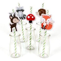 Woodland Creatures – Party Straw Decor with Paper Straws – Set of 24