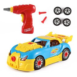World Racing Car Take-A-Part Toy for Kids with 30 Take Apart Pieces, Tool Drill, Lights and Sounds