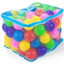 100 Jumbo 3 in Multi-Colored Soft Ball Pit Balls with Mesh Carrying Case by Imagination Generation
