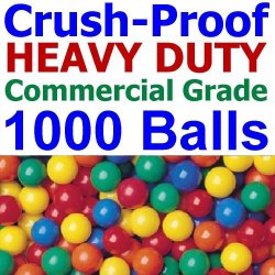1000 pcs Commercial Grade Crush-Proof Plastic Ball Pit Balls in 5 Colors – 3.1″ Air-Filled 100% non-PVC Phthalate Free LDPE Plastic – 90 Days Guaranteed