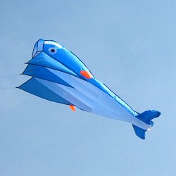 AGPtEK® 3D Kite Huge Frameless Soft Parafoil Giant Blue Dolphin Breeze Kite
