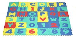 Click N’ Play, Alphabet and Numbers Foam Puzzle Play Mat, 36 Tiles (Each Tile Measures 12 X 12 Inch for a Total Coverage of 36 Square Feet)