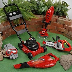 CP Toys 6 Pc. Child-size Power Gardening Tools w/ Realistic Sound Effects
