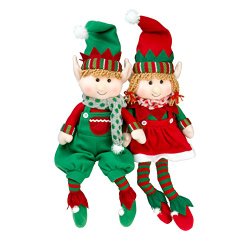 Elf Plush Christmas Stuffed Toys- 12″ Boy and Girl Elves (Set of 2) Holiday Plush Characters