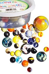 Half Pound Of Beautiful Marbles Bulk For Marble Games, Multiple Sizes & Colors, Excellent Quality, Portable Container, Glass Game Marbles For Unlimited Hours Of Fun