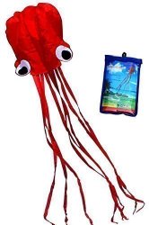 Hengda Kite-Beautiful Large Easy Flyer Kite for Kids – Red software octopus-It’s BIG! 31 Inches Wide with Long Tail 157 Inches Long-Perfect for Beach or Park
