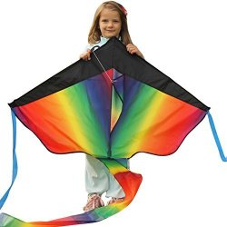 Huge Rainbow Kite for Kids – a Best Selling 43-inch Wingspan Airborne – Floats In The Breeze – Perfect Easy Flyer – Lightweight And Strong – Satisfaction guaranteed