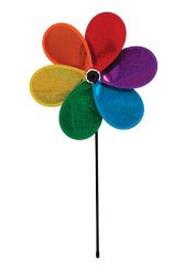 In the Breeze 6-Petal Rainbow Glitter Flower Spinner, 12-Inch