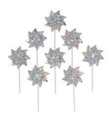 In the Breeze Silver Sparkle Mylar Pinwheel Spinners (8 pieces)
