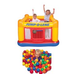 INTEX Inflatable Jump-O-Lene Ball Pit Playhouse Bouncer House w/ 100 Play Balls