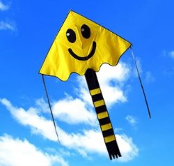 Large Easy Flyer Big Smiley Face Kite 7 X 4 Ft with String and Handle, Super Easy to Fly