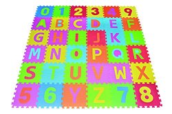 Letters & Numbers Puzzle Play Mat 36 Tiles EVA Foam Rainbow Floor by Poco Divo