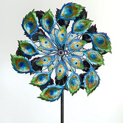 Magnificent Peacock Solar Wind Spinner Solar Multi-color Kinetic Windspinner-solar Powered Glass Ball Emits Color-changing Light – Unique Outdoor Lawn and Garden Décor