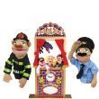 Melissa & Doug 2530 Deluxe Puppet Theater with Police Officer Puppet and Firefighter Puppet Bundle