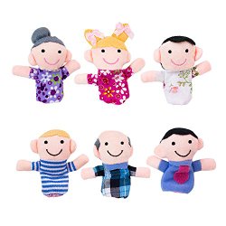 Mini Grandparents, Mom & Dad, Brother & Sister Family Style Finger Puppets for Children, Shows, Playtime, Schools – 6 Piece Set by Super Z Outlet®