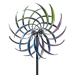 Rainbow Wind Spinner-Decorative Lawn Ornament Wind Mill – Tri-Colored Kinetic Garden Spinner