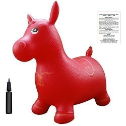 Red Horse Hopper, Pump Included (Inflatable Jumping Horse, Space Hopper, Ride-on Bouncy Animal)