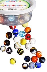 Set Of 50 Beautiful 5/8″ Player Marbles Bulk For Marble Games & More: Multiple Colors, Excellent Quality, Portable Marble Container, Glass Game Marbles For Unlimited Hours Of Fun