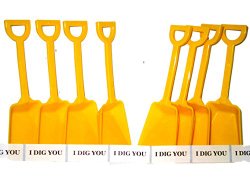 Small Toy Plastic Shovels Yellow, 12 Pack, 7 Inches Tall, 12 I Dig You Stickers