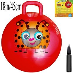 Space Hopper Ball: Red, 18in/45cm Diameter for Ages 3-6, Pump Included (Hop Ball, Kangaroo Bouncer, Hoppity Hop, Sit and Bounce, Jumping Ball)