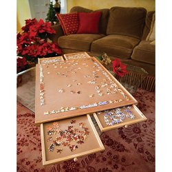 Standard Size Wooden Puzzle Plateau-Smooth Fiberboard Work Surface – Four Sliding Drawers Complete This Puzzle Storage System