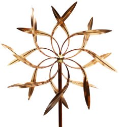 Stanwood Wind Sculpture Kinetic Copper Wind Sculpture, Dual Spinner Dancing Willow Leaves
