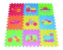 Transportation Puzzles Play Mat 9-tile EVA Foam Rainbow Floor by Poco Divo