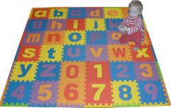 We Sell Mats Lowercase 36 Sq. Ft. Alphabet and Number Floor Puzzle-Each Tile 12″x12″x .375″ Thick with Borders