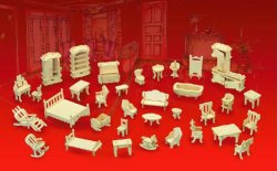 Wooden Dollhouse Furniture Set 3D Puzzle
