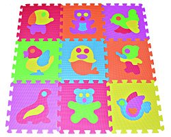 Zoo Puzzle Play Mat 9-tile EVA Foam Rainbow Floor by Poco Divo