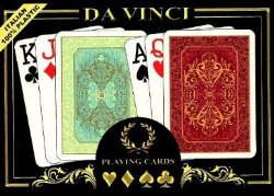 Da Vinci Persiano Italian 100-Percent Plastic Playing Cards (2-Deck Set Poker Size Jumbo Index with Hard Shell Case and 2 Cut Cards), Green/Red