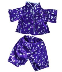 Dark Purple Silver Heart Pj’s Teddy Bear Clothes Outfit Fits Most 14″ – 18″ Build-A-Bear, Vermont Teddy Bears, and Make Your Own Stuffed Animals