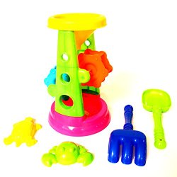 Dazzling Toys Beach/sandbox Tool Playset Includes Double Sand Wheel – 5 Piece Set