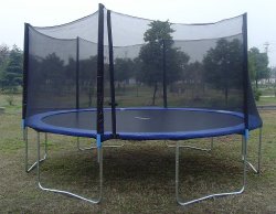 ExacMe 12′ FT 6W Legs Trampoline w/ Safety Pad and Enclosure Net and Ladder All-in-one Combo Set
