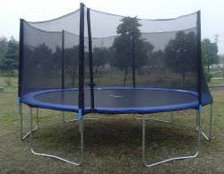 ExacMe 15′ Ft 6W Legs Trampoline w/ Safety Pad and Enclosure Net and Ladder All-in-one Combo Set