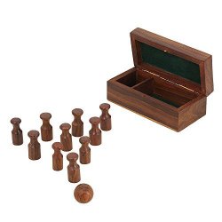 Miniature Wooden Bowling Set; Handmade Valentine Gift; Board Game for Adults