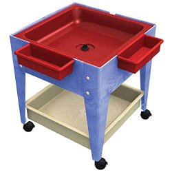 Mobile Sensory Sand and Water Play – Red Tub & Storage Tray – 24″H