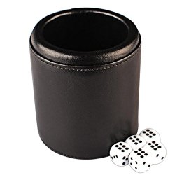 Premium Padded Leatherette Dice Cup and 5x 14mm Dice Set