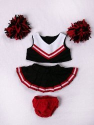 Red & Black Cheerleader Outfit Teddy Bear Clothes Fit 14″ – 18″ Build-A-Bear, Vermont Teddy Bears, and Make Your Own Stuffed Animals