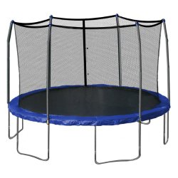 Skywalker Trampolines 15-Foot Round Trampoline and Enclosure with Spring Pad, Blue