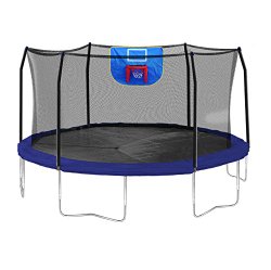 Skywalker Trampolines Jump N’ Dunk Trampoline with Safety Enclosure and Basketball Hoop, Blue, 15-Feet