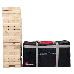 UBER Games Large Tumble Tower Game with Carrying Bag, Pine