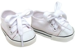 White Doll Sneakers fit American Girl Dolls, 18 Inch Doll White Shoes in Canvas